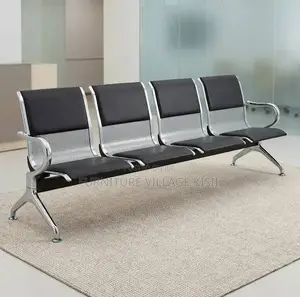 Office Bench; Black Padded 4-Seater Lobby Bench