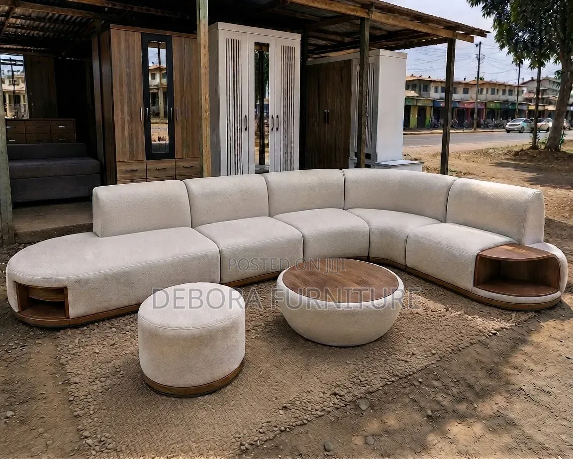 Premium Curved Modular Sectional Sofa With Center Table Ottoman