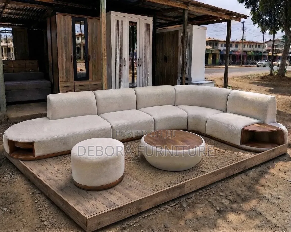 Premium Curved Modular Sectional Sofa With Center Table Ottoman