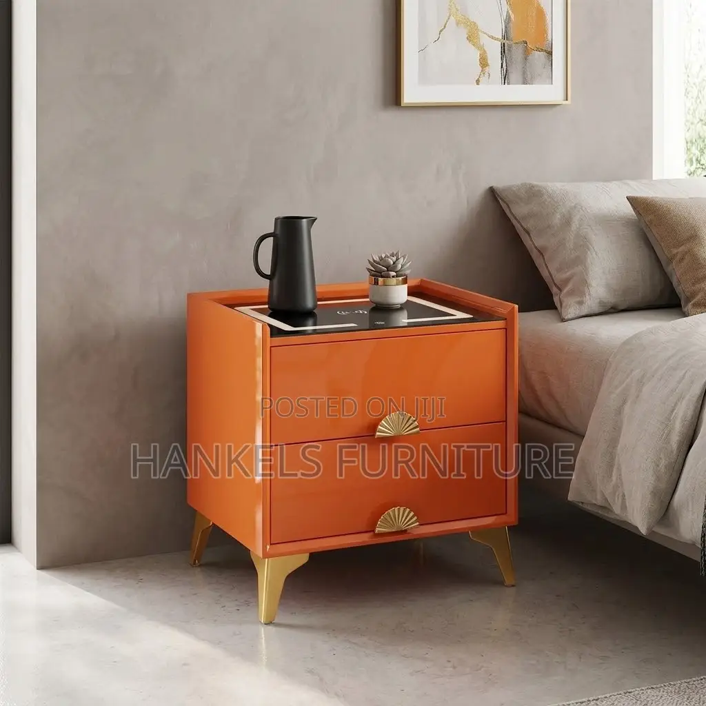 Side Bed Drawers With LED Light – Modern Bedside Table
