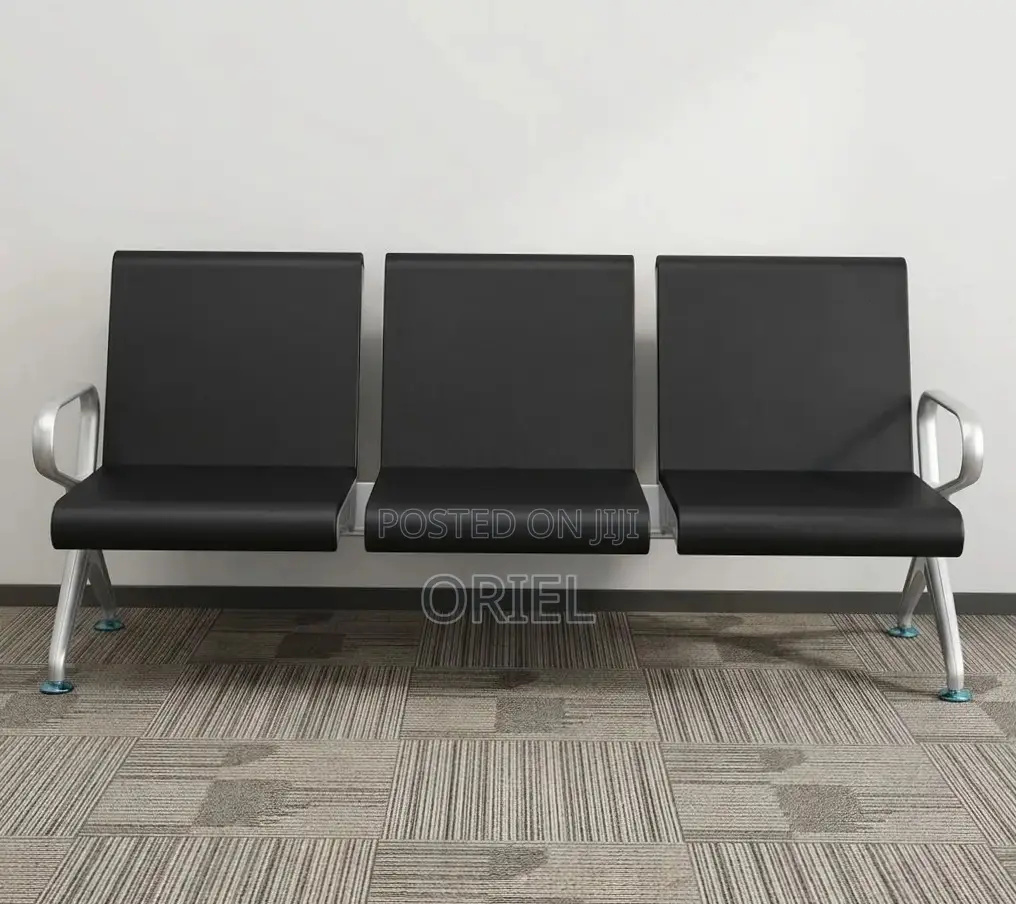 Office Bench : 3-Seater Full Leather Padded Office Bench