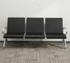 Office Bench : 3-Seater Full Leather Padded Office Bench