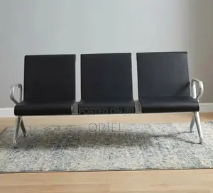 Office Bench : 3-Seater Full Leather Padded Office Bench