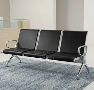 Office Bench : 3-Seater Full Leather Padded Office Bench
