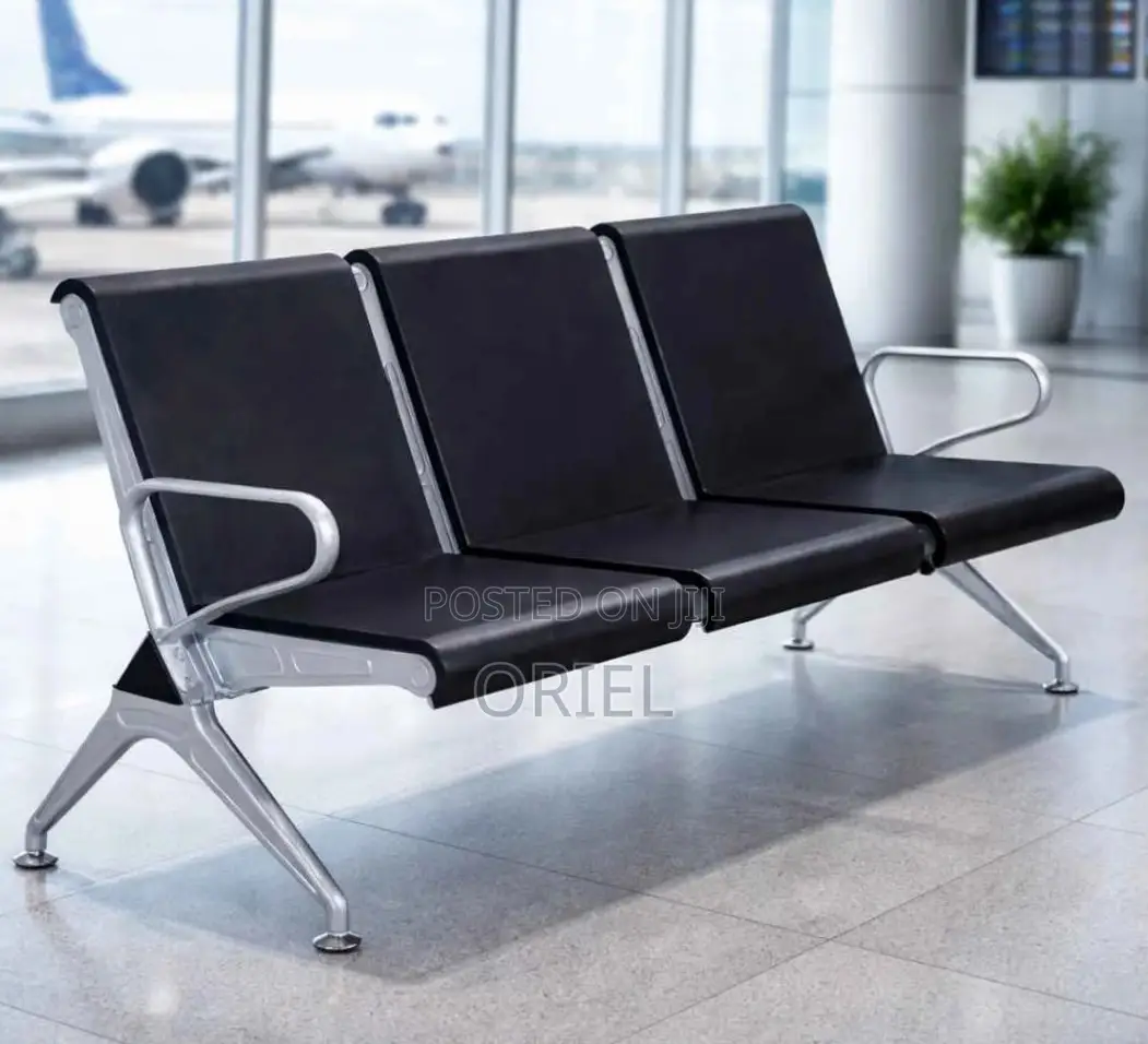 Office Bench : 3-Seater Full Leather Padded Office Bench