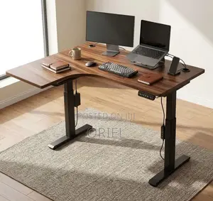 Office Desk : 1.4M Dual Motor Electric Standing Curved Desk