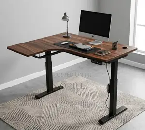 Office Desk : 1.4M Dual Motor Electric Standing Curved Desk