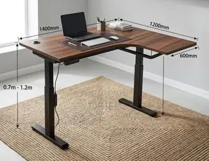 Office Desk : 1.4M Dual Motor Electric Standing Curved Desk