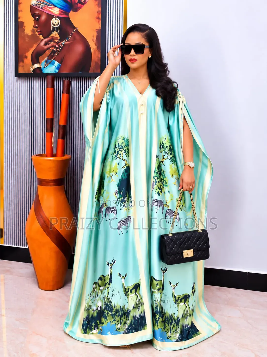 African Print Silk Dera Free Size