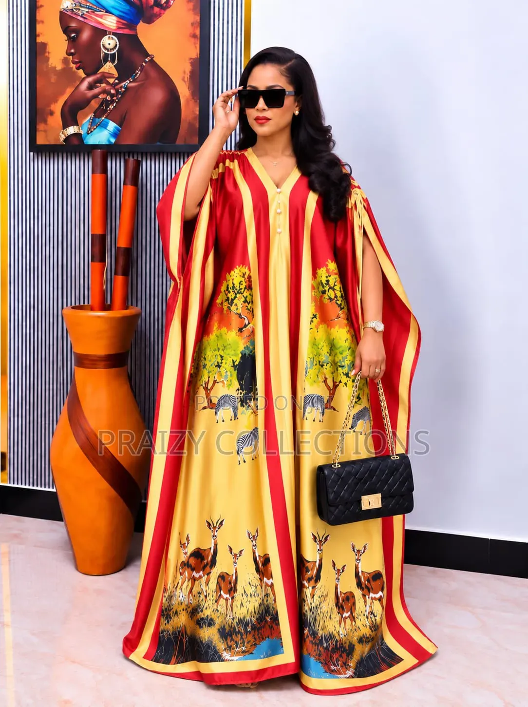 African Print Silk Dera Free Size
