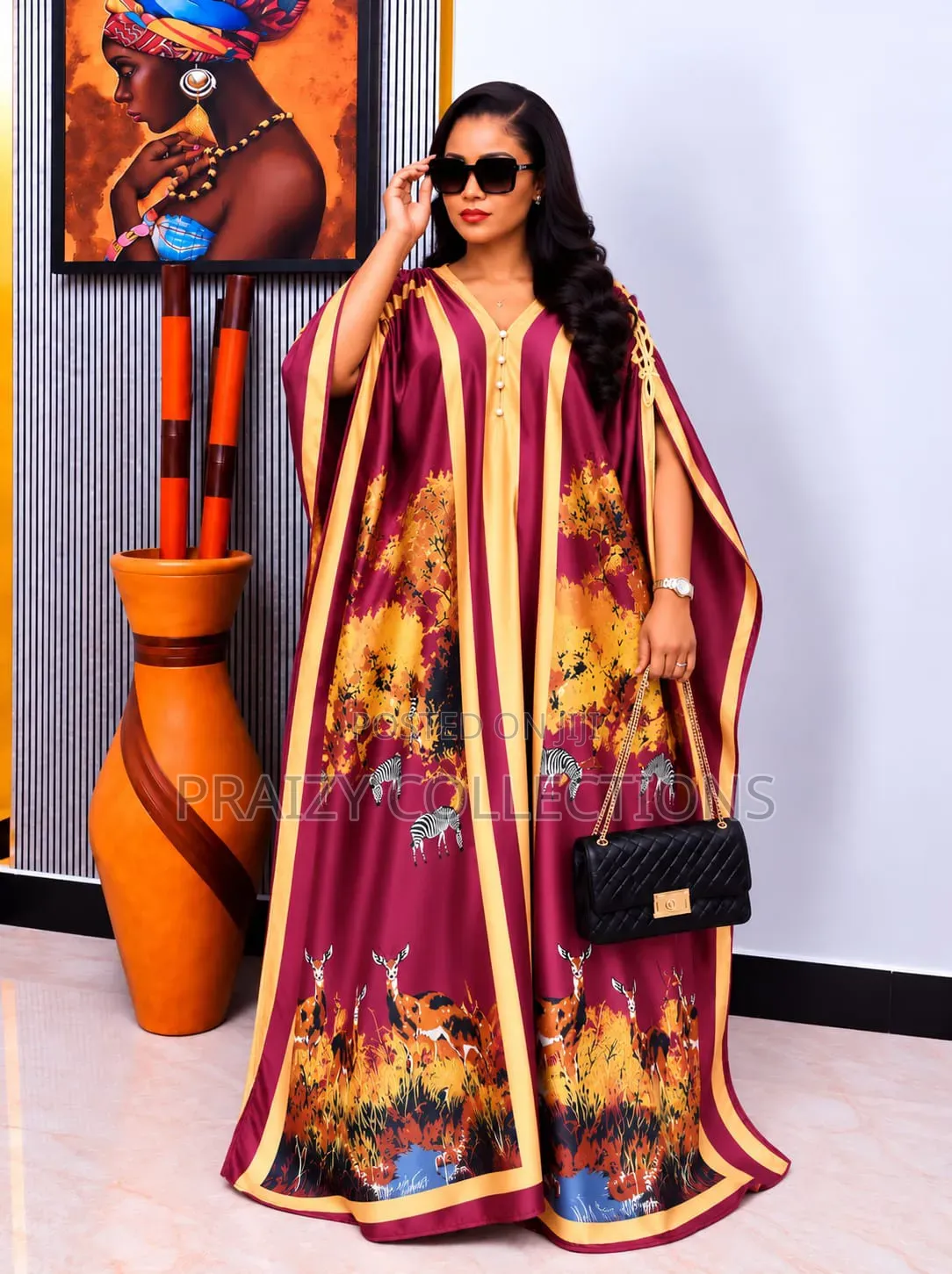 African Print Silk Dera Free Size