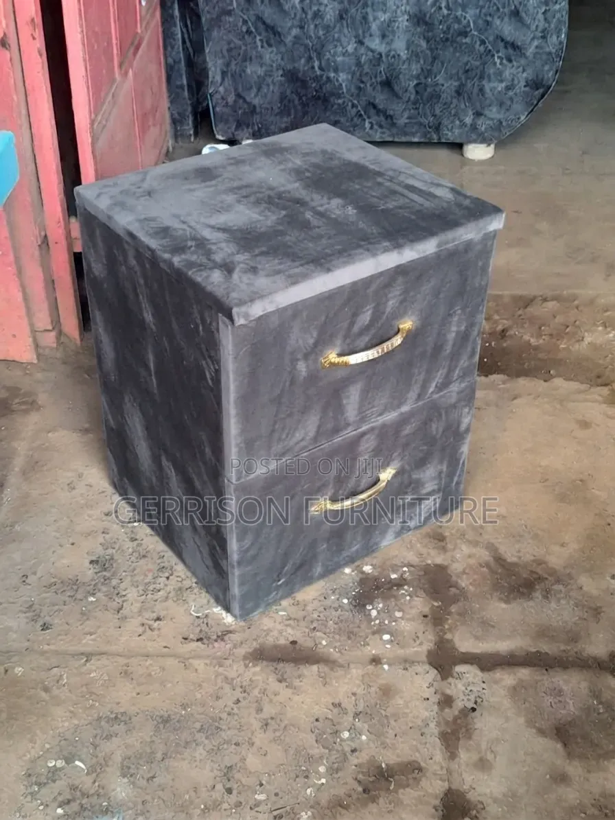 Luxury Charcoal Grey Velvet Bedside Drawer