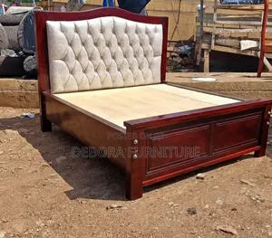 Premium Solid Wooden Bed Frame With Tufted Upholstered Headboard