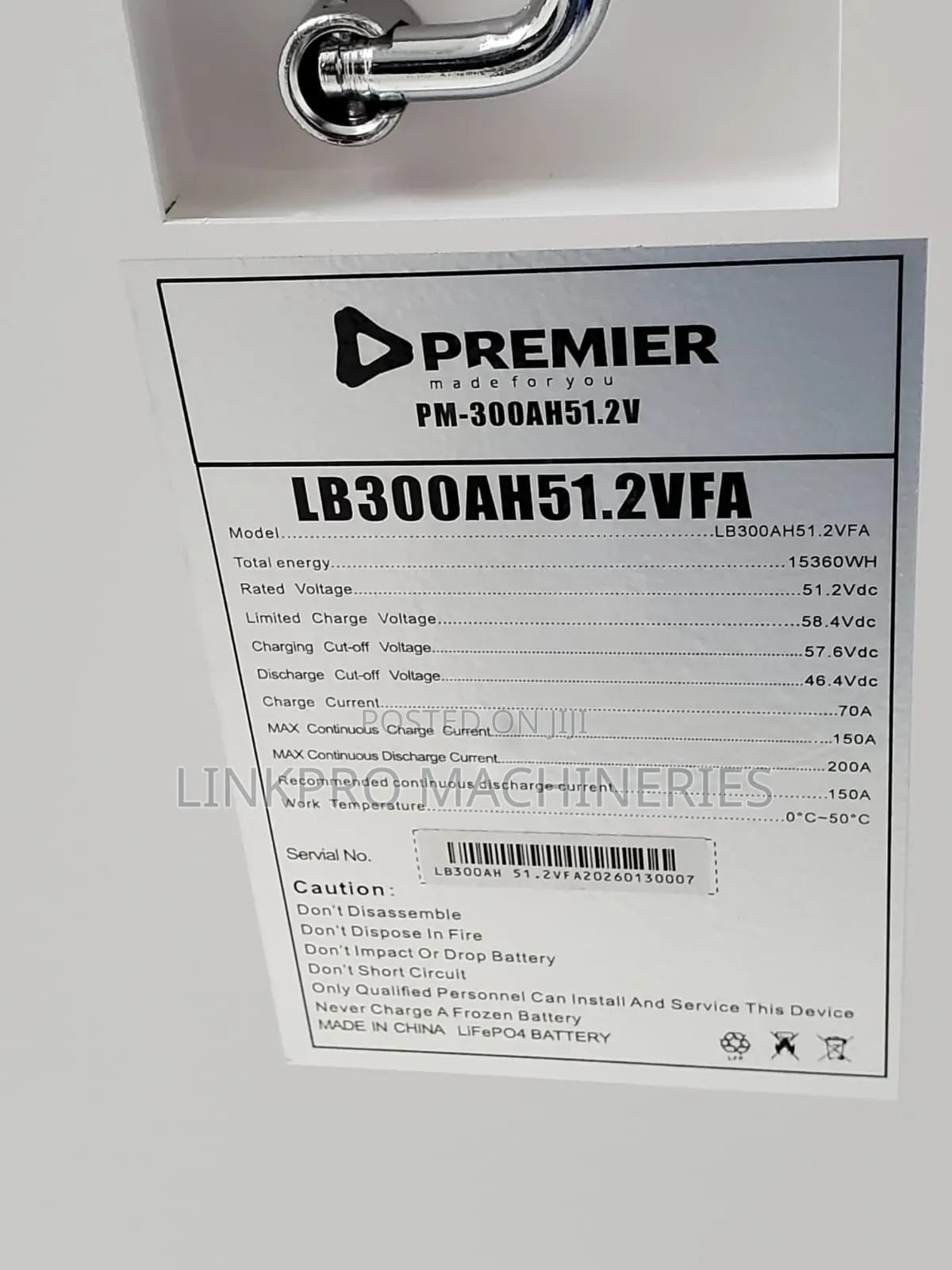 Premier 15kwh 48 Volts Lithium Battery 300AH