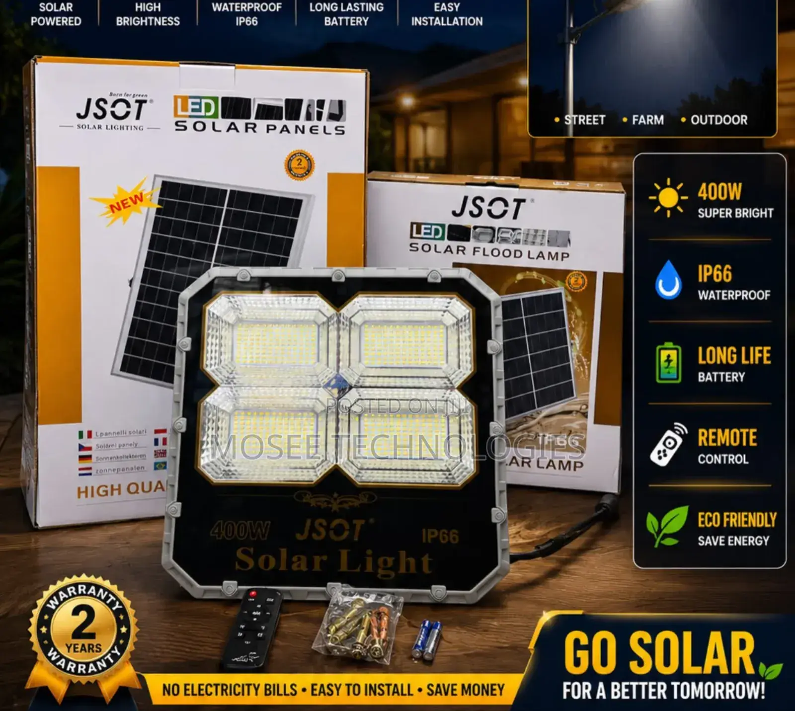 JSOT 400W Solar Security Light