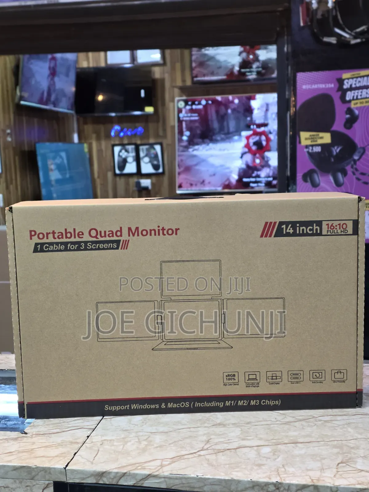 Portable 14-Inch Quad Monitor Screen Extender for Laptops