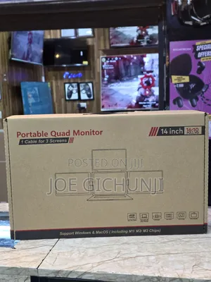 Portable 14-Inch Quad Monitor Screen Extender for Laptops