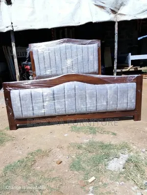 Brand New Solid Wooden Bed Frame With Vertical Channel Upholstery