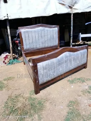 Brand New Solid Wooden Bed Frame With Vertical Channel Upholstery