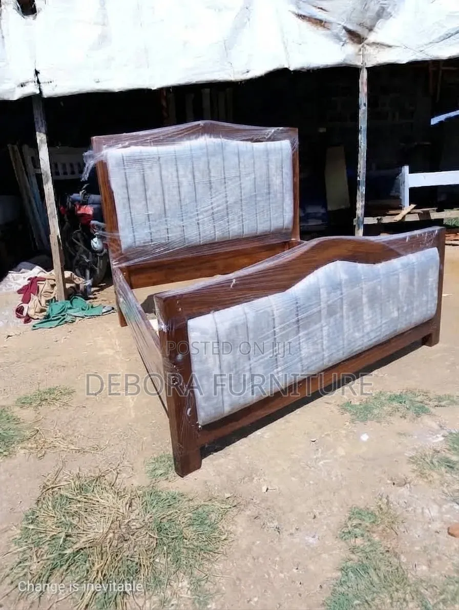 Brand New Solid Wooden Bed Frame With Vertical Channel Upholstery