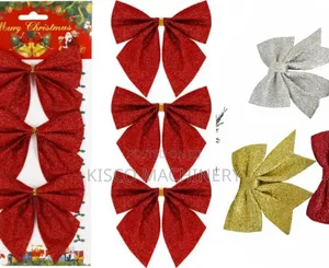 3pcs Set Decorative Red Glitter Christmas Ribbon Bows