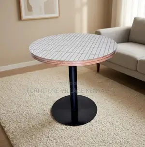 Dining Table; Round Wooden-Metal Frame Imported Dining Table
