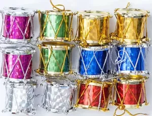 12pcs Set of Colorful Mini Drum Hanging Ornaments