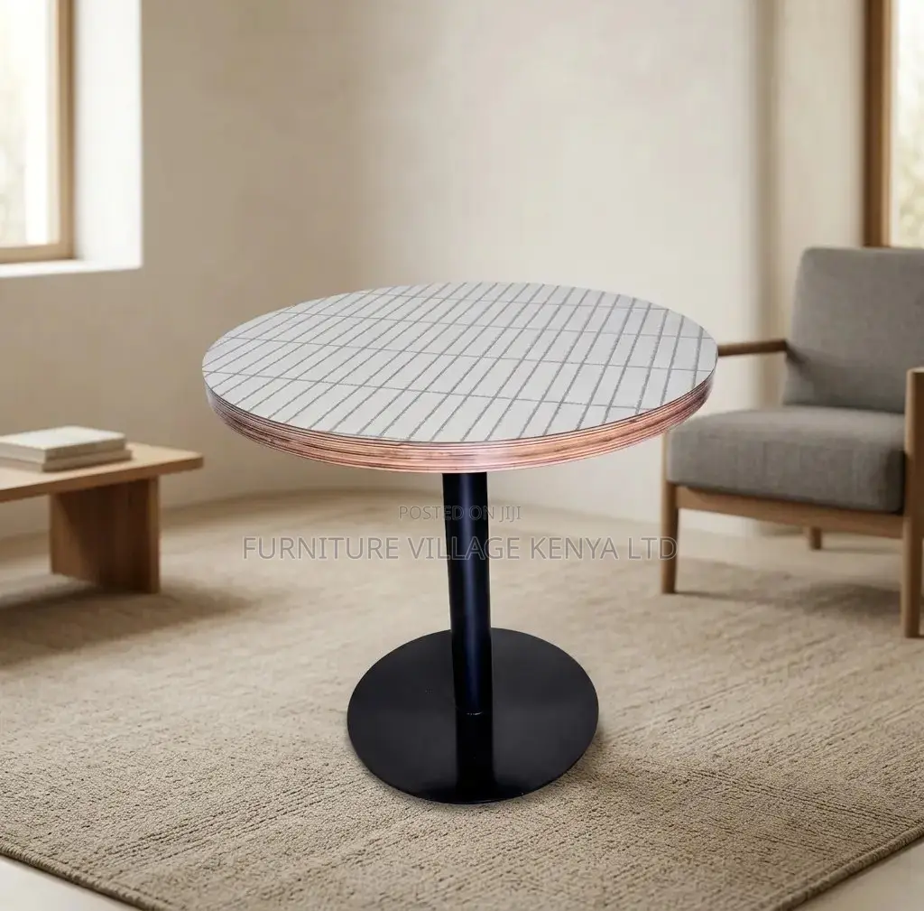 Dining Table; Round Wooden-Metal Frame Imported Dining Table