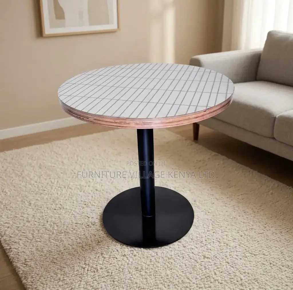 Dining Table; Round Wooden-Metal Frame Imported Dining Table