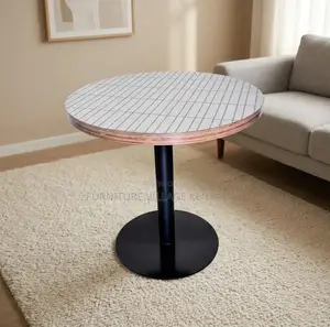 Dining Table; Round Wooden-Metal Frame Imported Dining Table