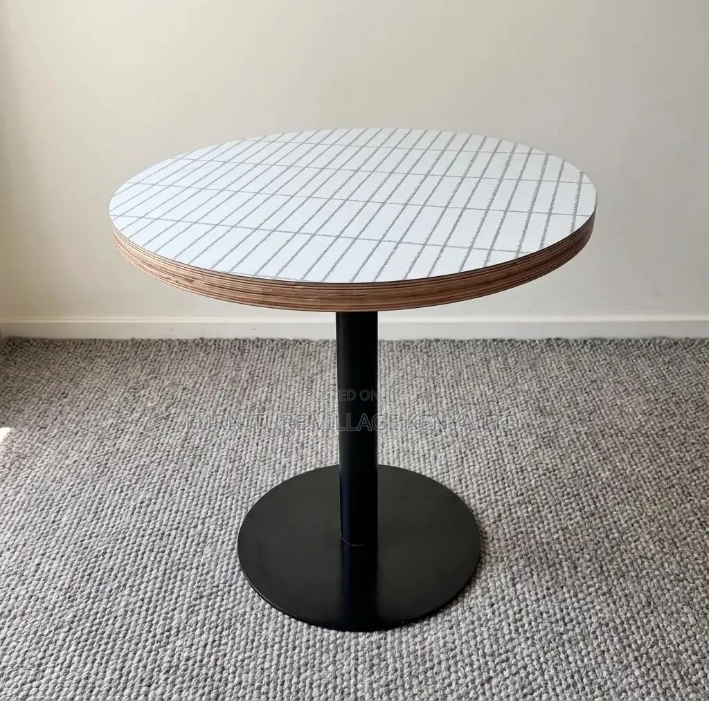 Dining Table; Round Wooden-Metal Frame Imported Dining Table
