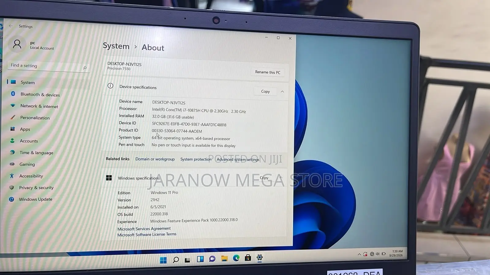 Laptop Dell Precision 7550 32GB Intel Core i7 SSD 256GB