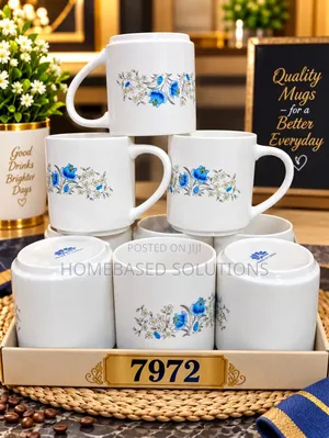 Big White Cup Flowered"Capacity:-255ml