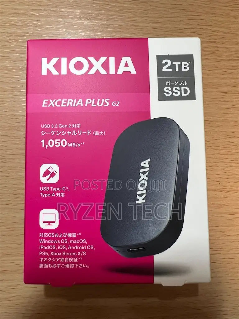 Kioxia Exceria Plus G2 Portable External SSD 2tb Upto 1050mb/S -USB-C