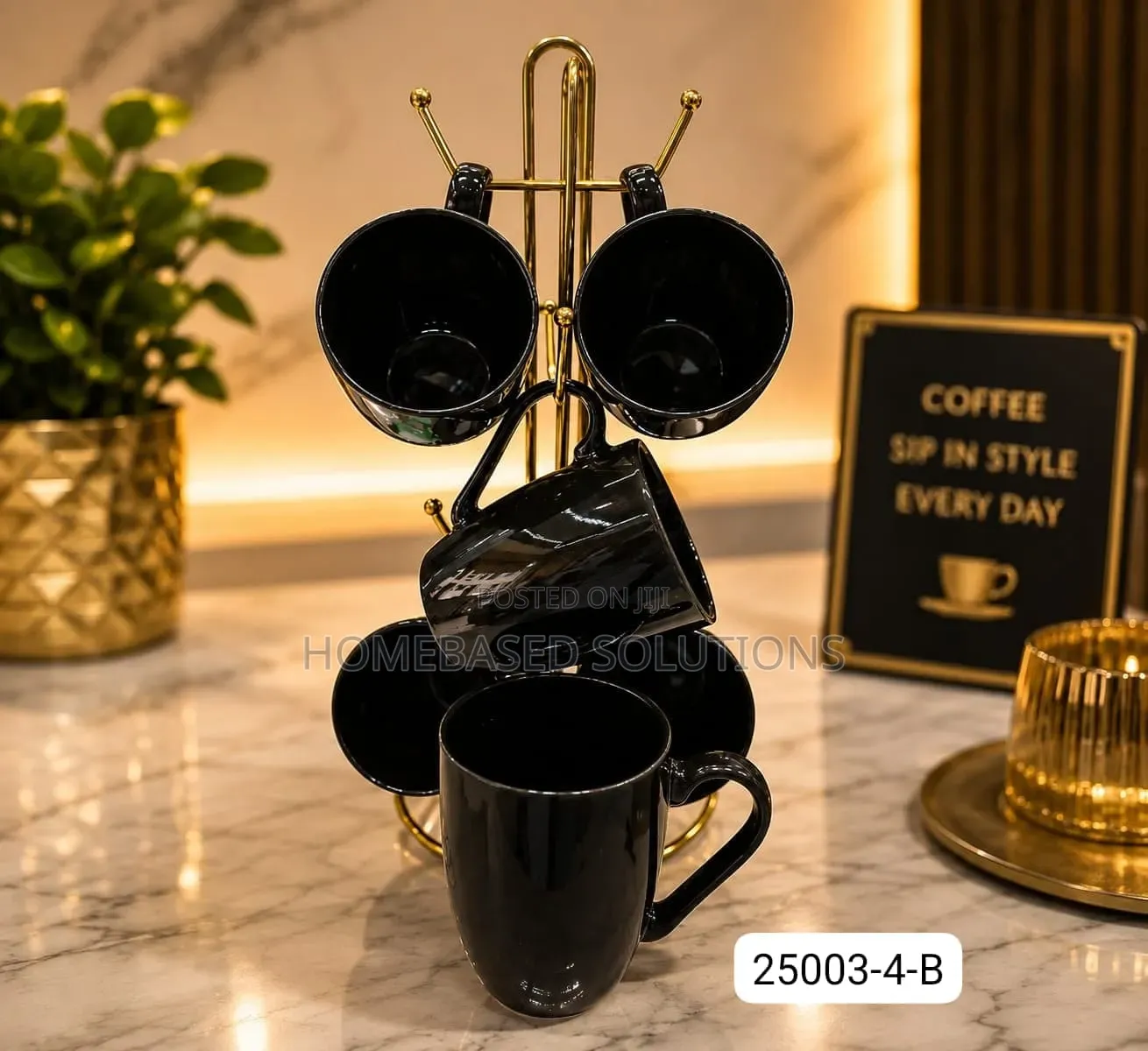 Black Ceramic Cups -6pcs