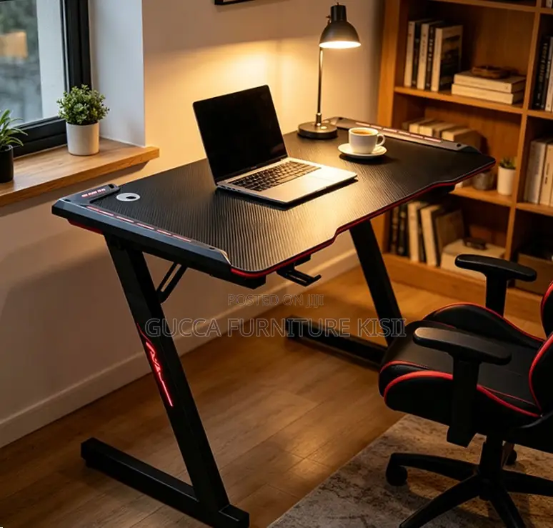 LED Lightened 140CM Black Gaming Desk