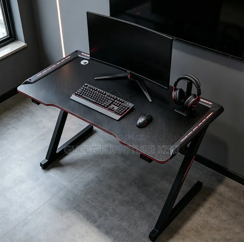 LED Lightened 140CM Black Gaming Desk