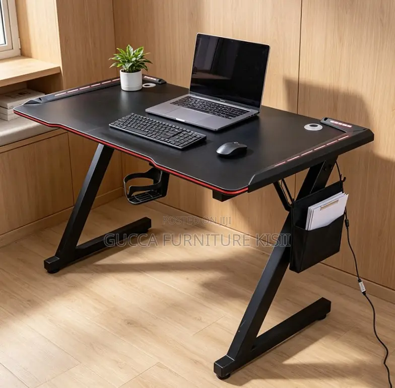 LED Lightened 140CM Black Gaming Desk