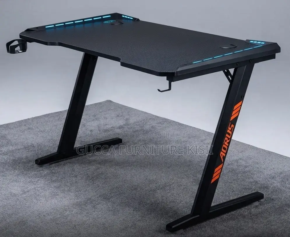 LED Lightened 140CM Black Gaming Desk
