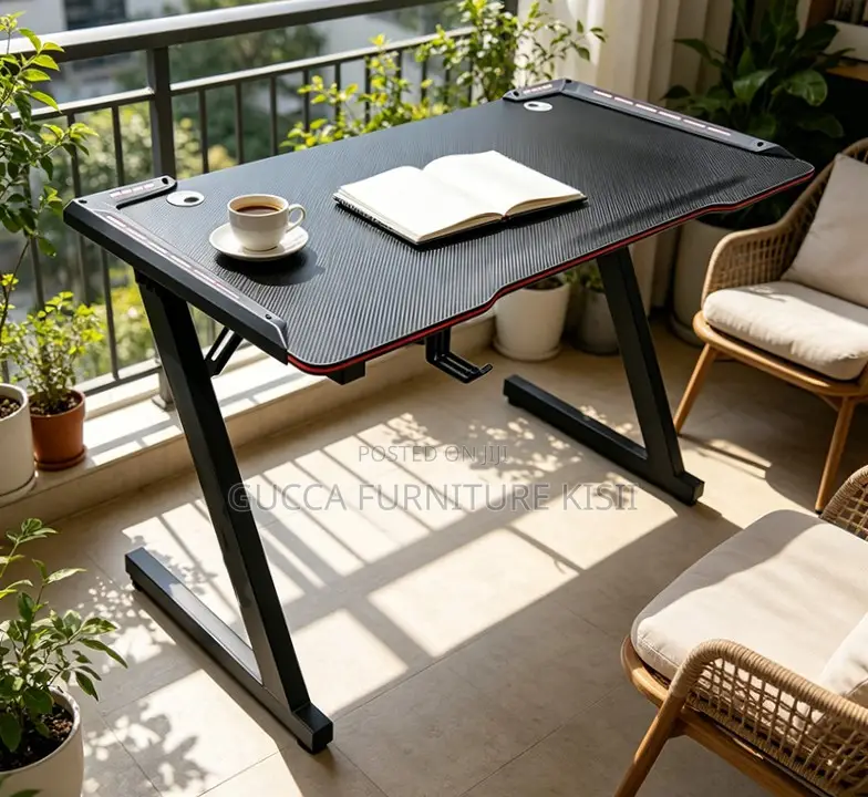 LED Lightened 140CM Black Gaming Desk