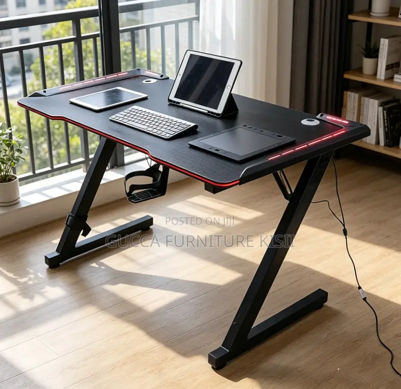 LED Lightened 140CM Black Gaming Desk