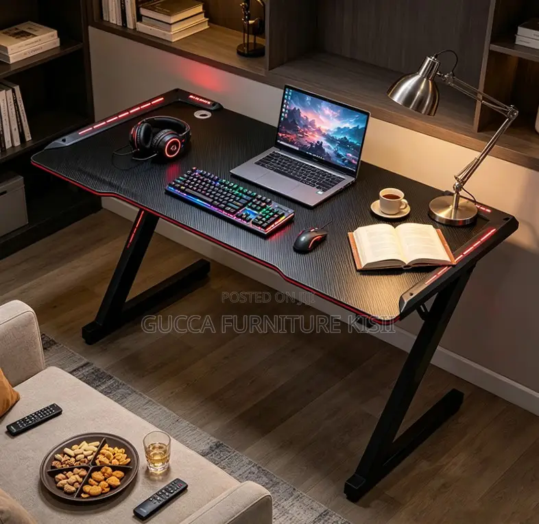 LED Lightened 140CM Black Gaming Desk