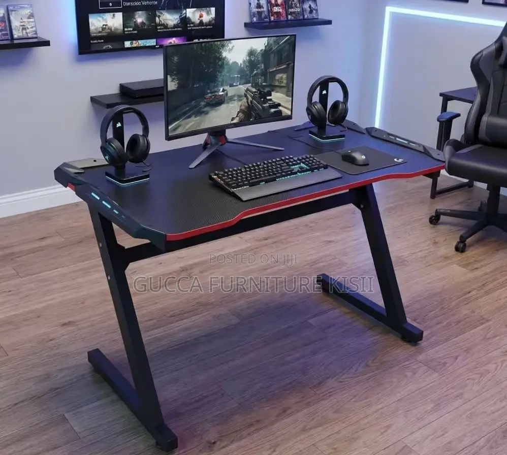 LED Lightened 140CM Black Gaming Desk