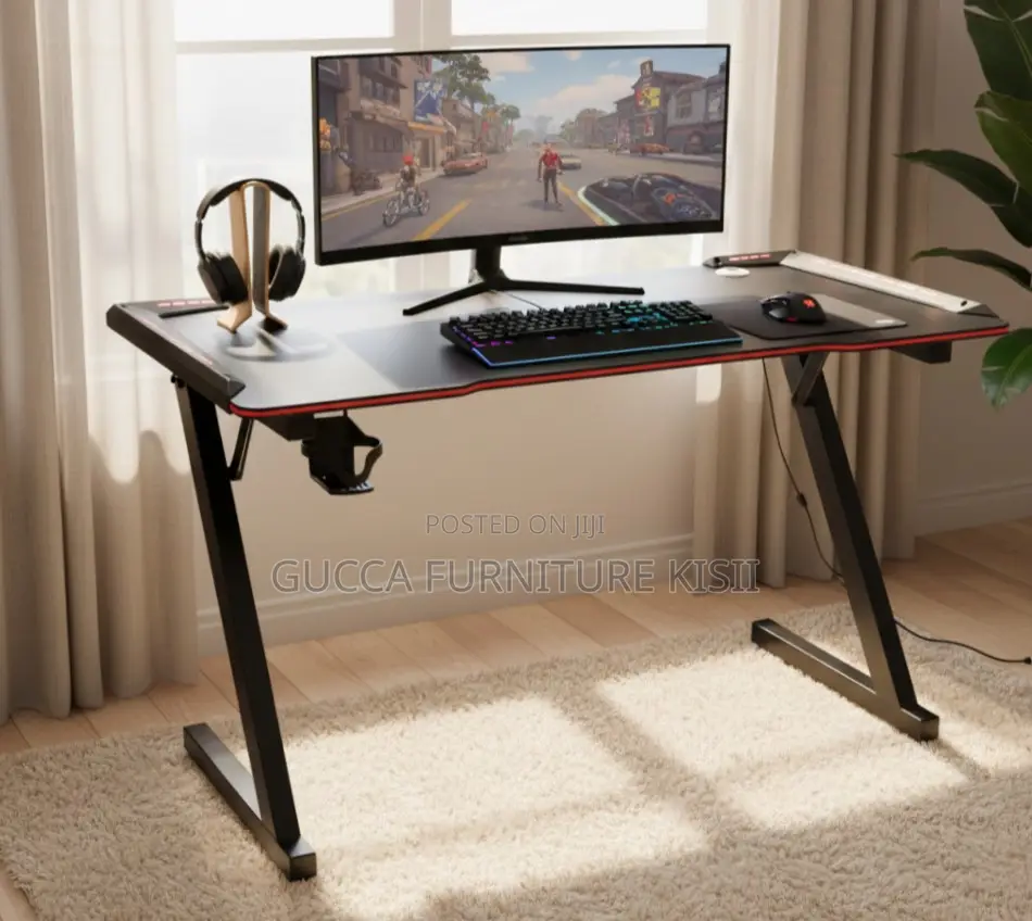 LED Lightened 140CM Black Gaming Desk