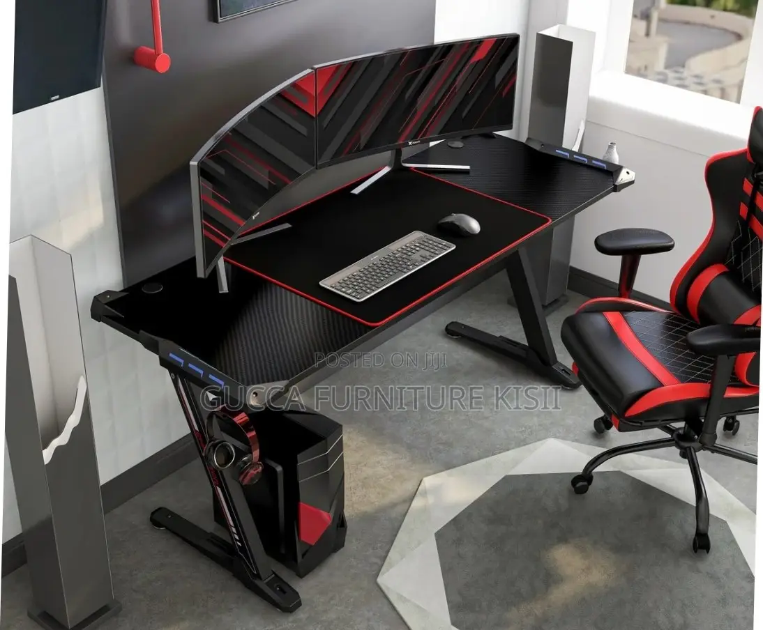 LED Lightened 140CM Black Gaming Desk