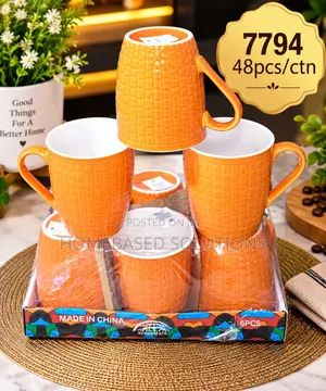 Orange Double Colour Ceramic Cups-6pcs