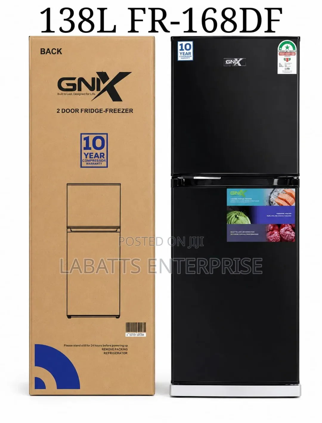 138L GNIX Double Door Refrigerator FR-168DF – Stylish Practical