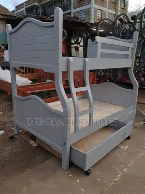 Brand New Grey Wooden Bunk Bed With Storage Drawers (Double Decker)
