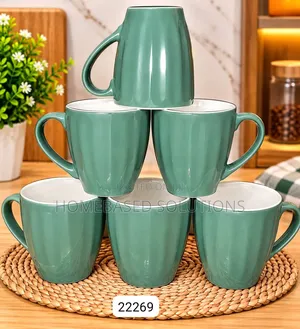 Green Double Colour Ceramic Cups-6pcs