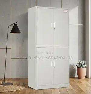 Office Cabinet; Steel Metallic 4 Door Lockable File/Storage Cabinet
